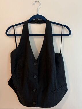 GAP Linen-blend Button-Up Halter Vest